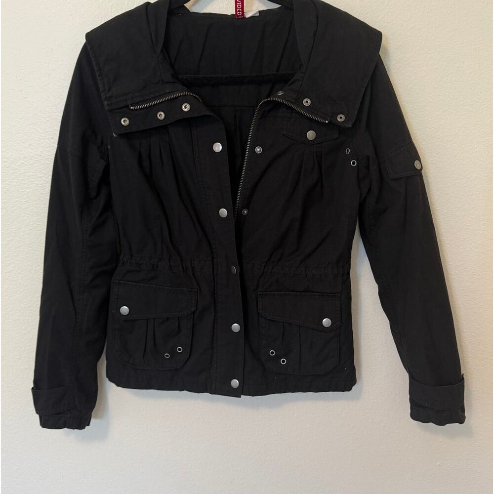 🖤 H&M Black Utility Jacket – Size 32 (Y2K Era) | 100% Cotton